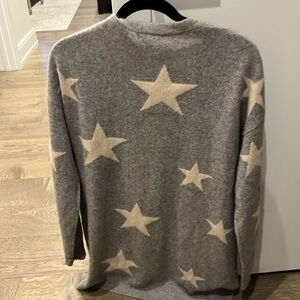 Philosophy Cashmere Cardigan.  Gray with cream stars.  Size Medium.